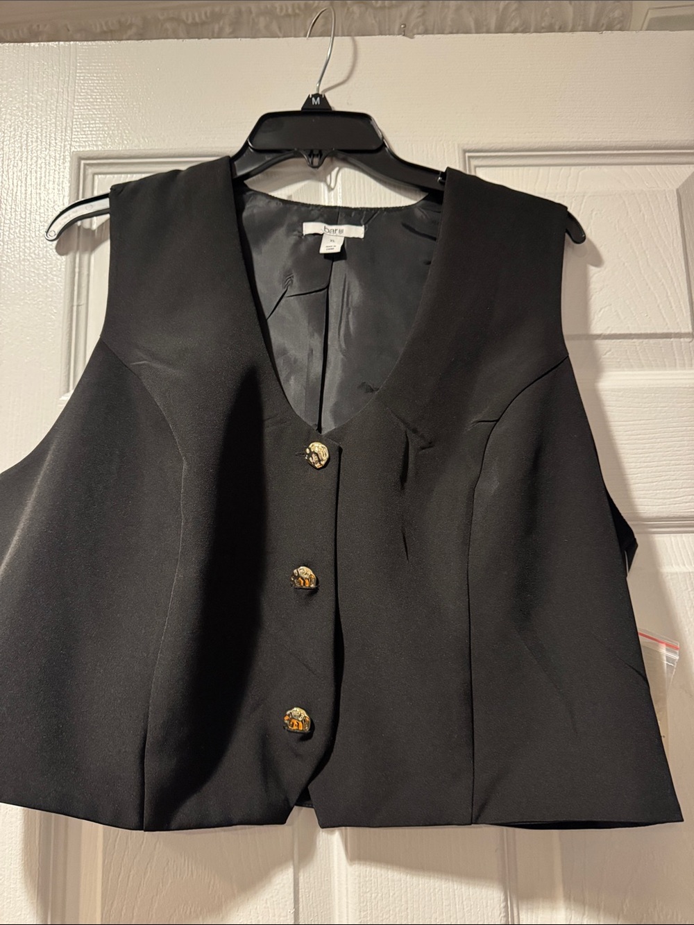 Glamour Black Women's Tailored Vest with Decorative Gold Buttons